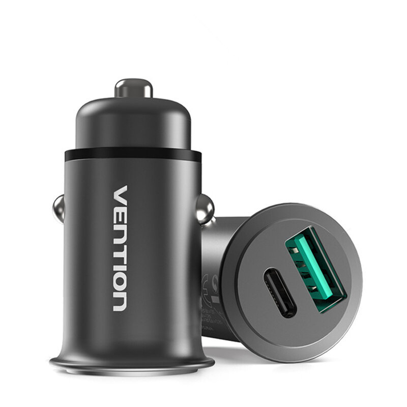 

Vention 30W 2 Ports USB + Type-C Car Charger QC4.0 PD3.0 SCP Fast Charging for Samsung Galaxy S21 Note S20 ultra Huawei