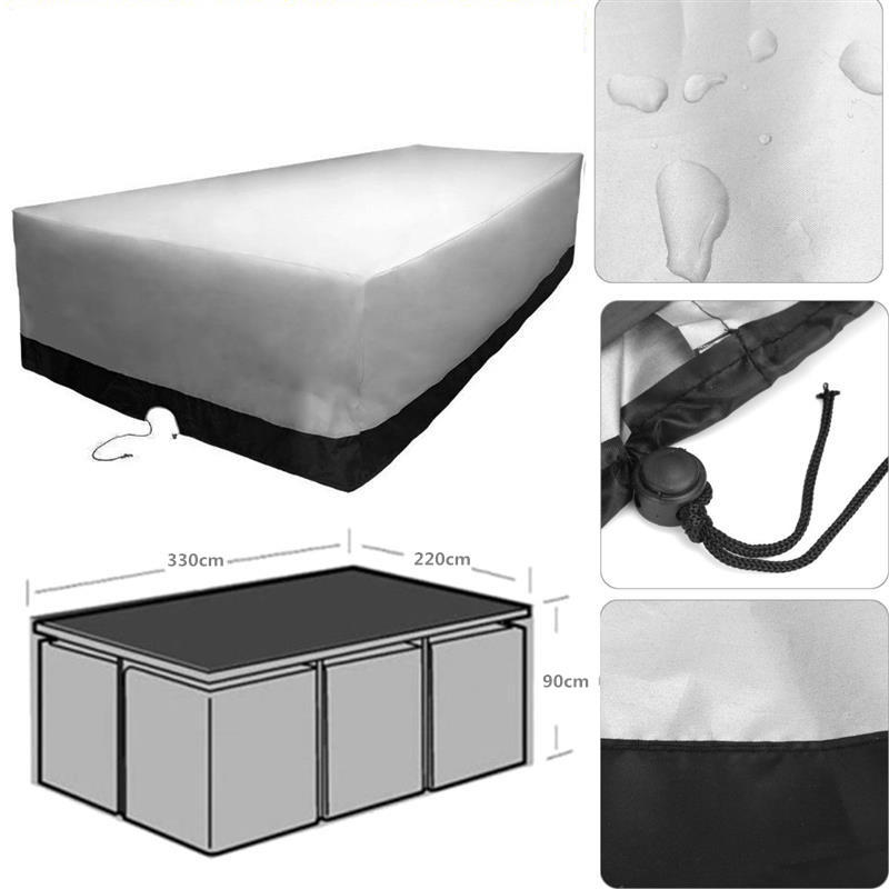 IPRee® 330x220x90cm Impermeable 600D Oxford Cubierta para Mueble de 8 Plazas Lluvia de Polvo Protección UV 