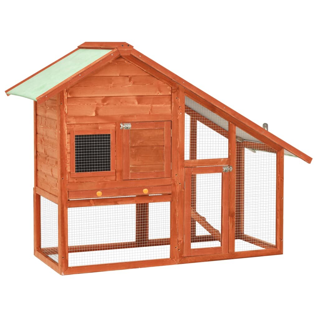 [EU Direct] vidaXL 170868 Outdoor Rabbit Hutch 140x63x120 cm Solid Firwood Pet Supplies Dog House Pet Home Cat Bedpen Fe