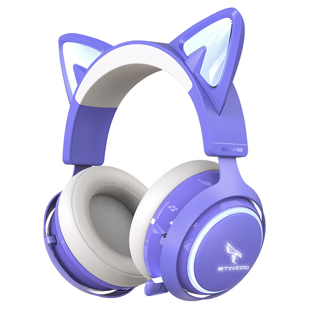 

SOMiC GS510 Cat Ear Gaming Headset Purple 3 Version with Microphone Virtual 7.1 Sound Game/Live/Video 3 Mode for PS5/4 C