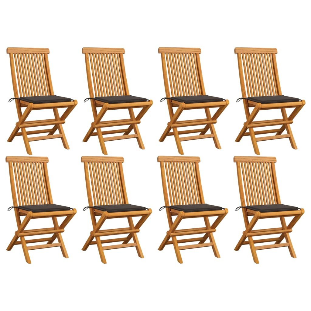 

Garden Chairs with Taupe Cushions 8 pcs Solid Teak Wood