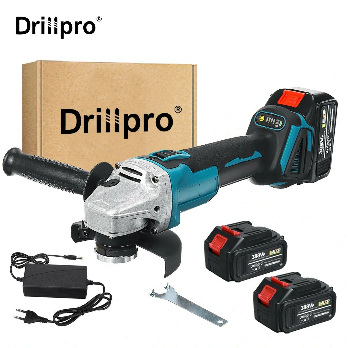 Drillpro 125mm Blue+Black Brushless Angle Grinder Rechargeable Adjustable Speed Angle Grinder With Battery - One Battery