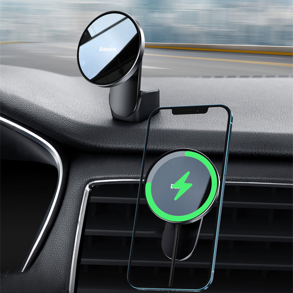 

Baseus 15W Qi Wireless Charger Magnetic Mobile Phone Holder Stand Car Dashboard/ Air Vent Mount for iPhone 12 Series