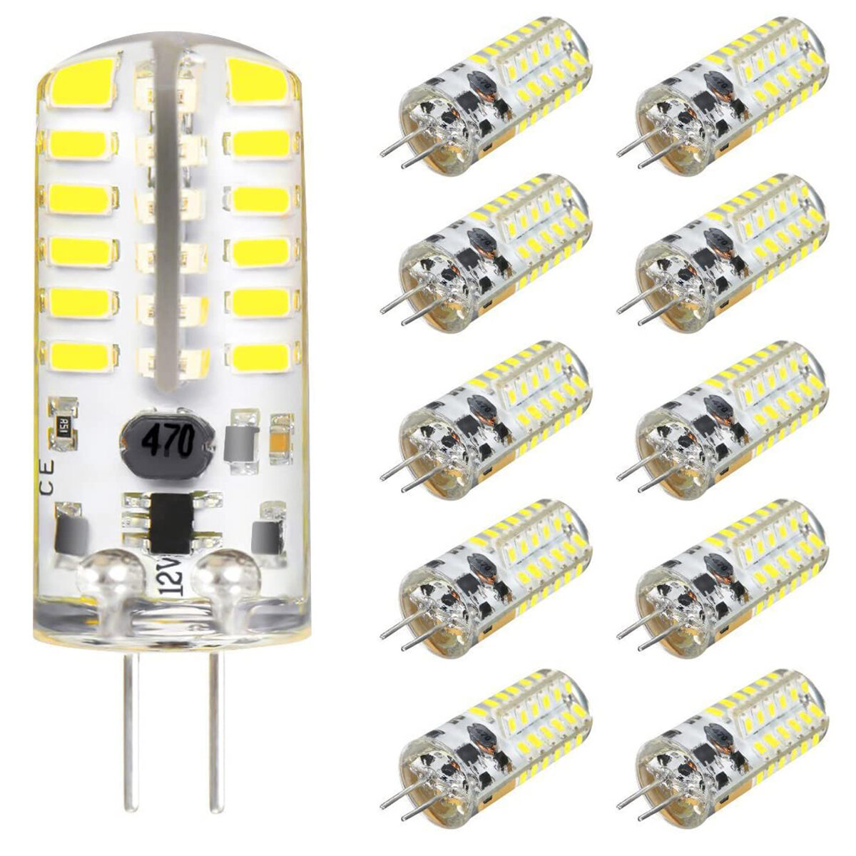 10PCS DC12V 3W G4 3014 48SMD LED Light Bulb Bi-Pin Base Capsule Corn Lamp 3000K-6000K Ultra Bright Lamp Bulbs