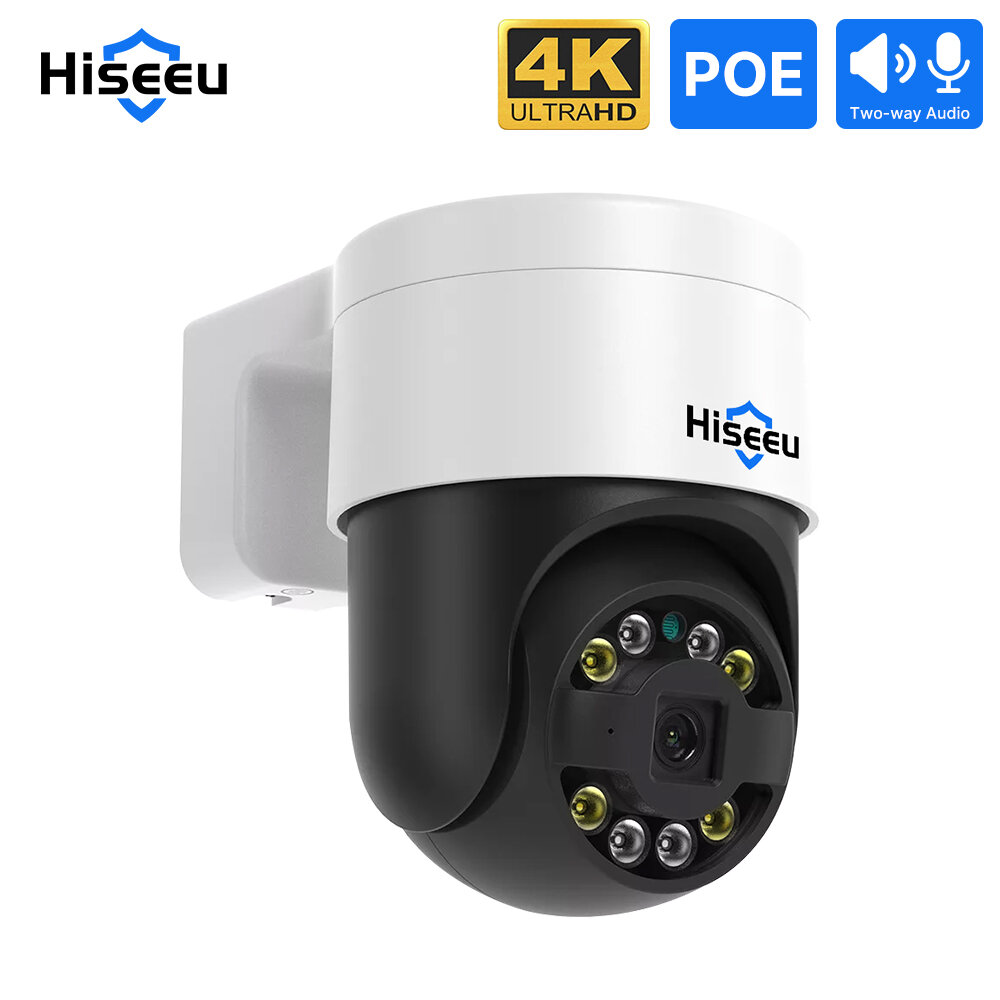 Hiseeu POE 4MP/8MP IP Video Surveillance Camera Outdoor Wireless PTZ Digital Motion Color Night Vison Two-way Audio CCTV Monitoring Camera for Home Safety