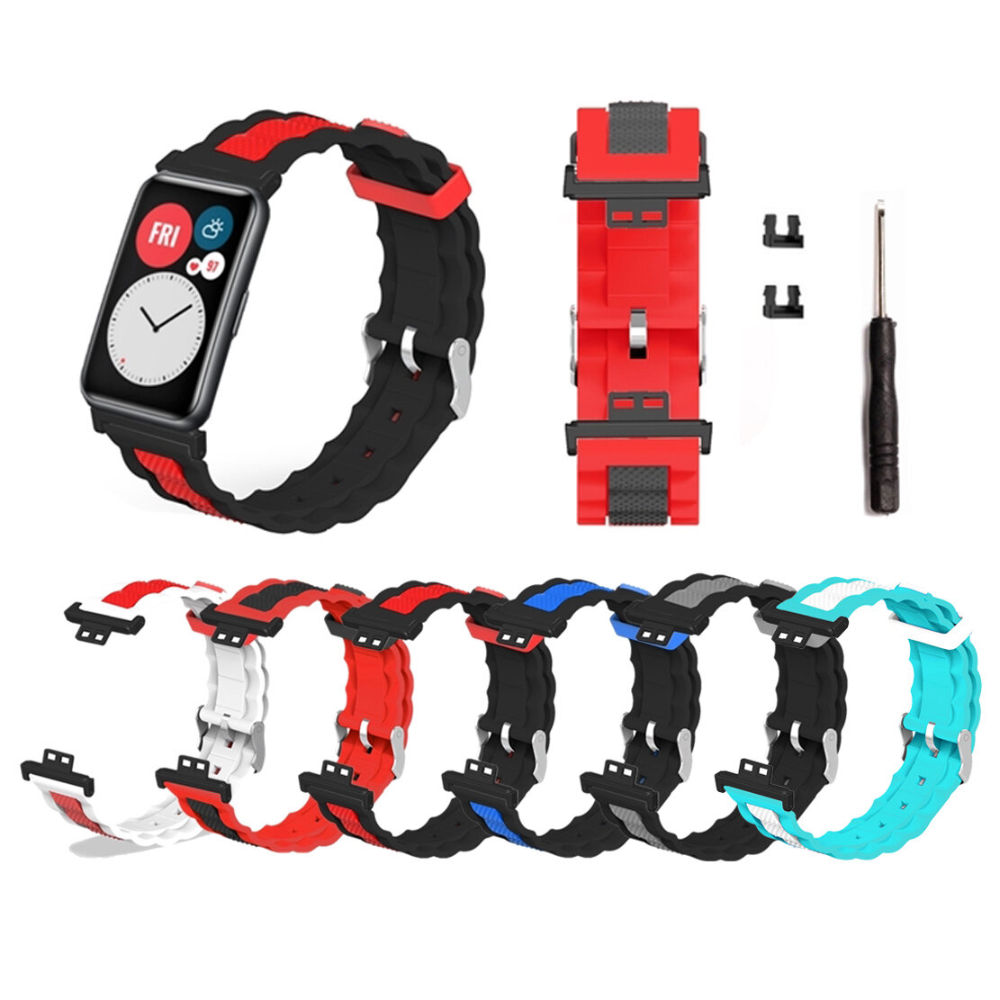 Bakeey Multicolor Comfortabel Soft Vervanging van siliconen horlogeband voor Huawei Watch Fit