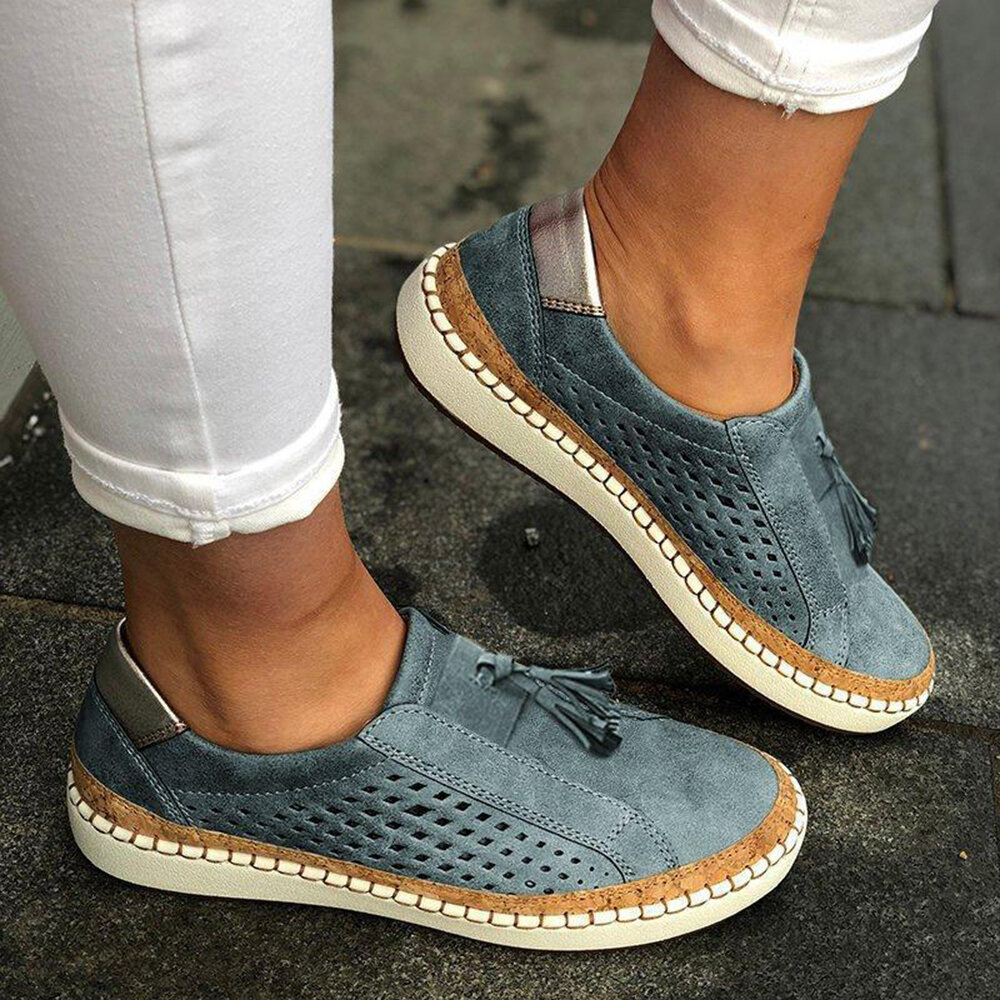 Grote maten dames casual holle franje loafers