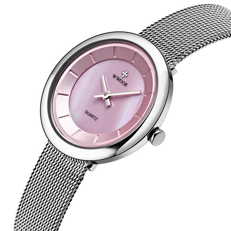 

WWOOR 8820 Ultra Thin Dial Ladies Wrist Watch Full Steel Casual Style Quartz Watch