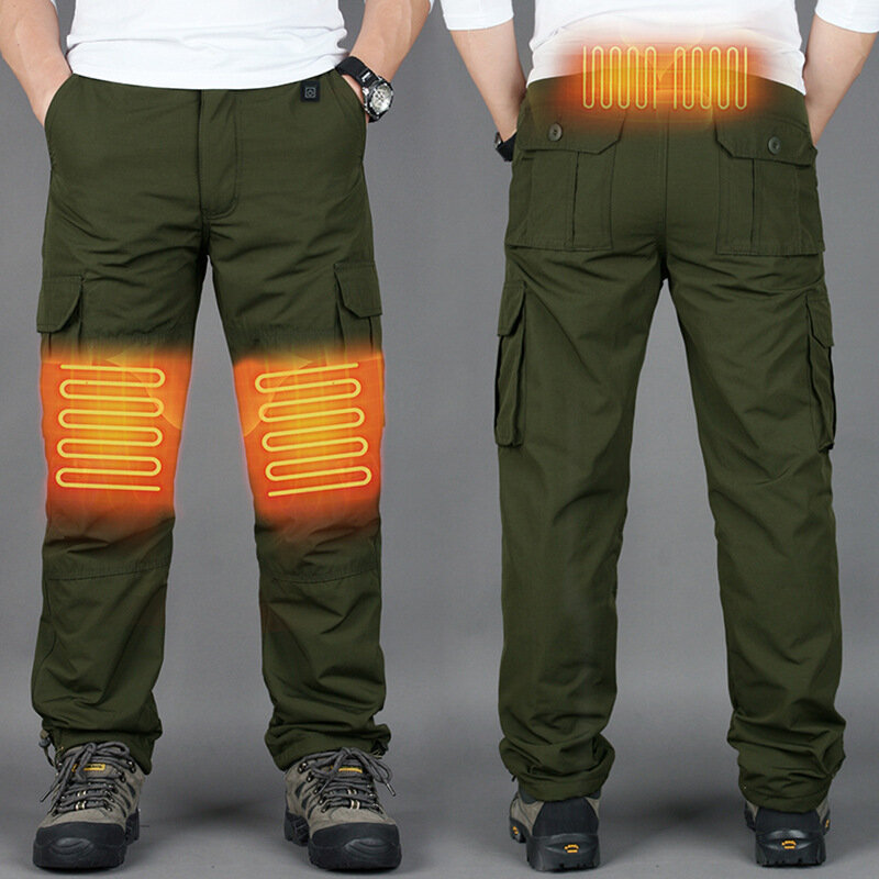 Elektrisch beheizbare Hosen von TENGOO mit drei Heizzonen, warm und bequem für den Winter, mit Knieheizung für Herren