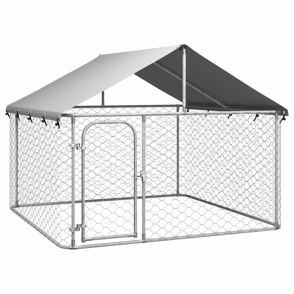 [EU Direct] vidaxl 171498 Outdoor Dog Kennel with Roof 200x200x150 cm House Cage Foldable Puppy Cats Sleep Metal Playpen