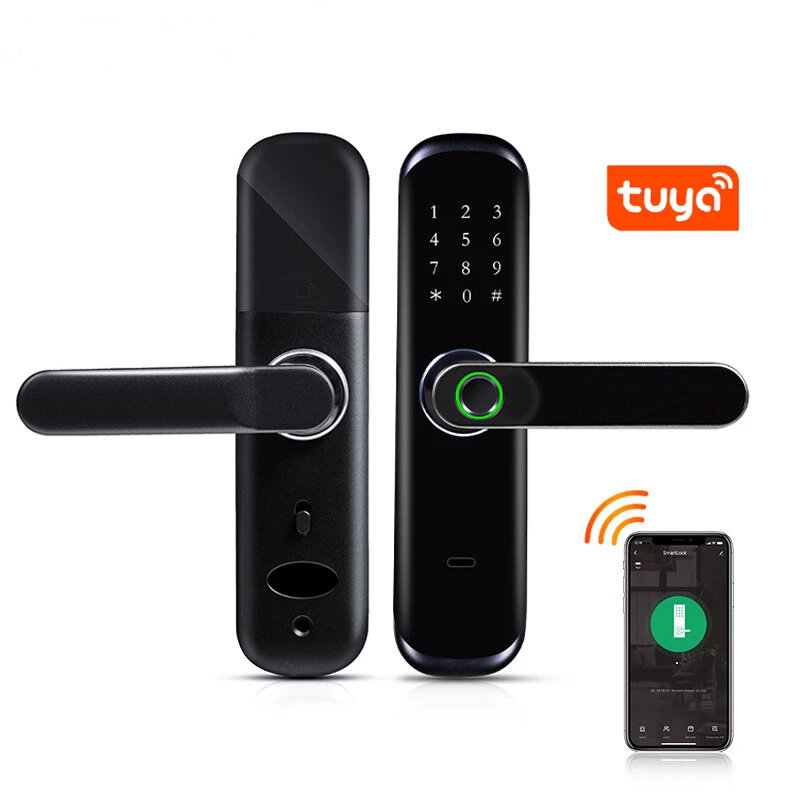 Tuya WiFi Fingerprint Smart Door Lock Inteligent Digital Door Lock Electronic Password RFID Card APP Unlock Home Lock, Banggood  - buy with discount