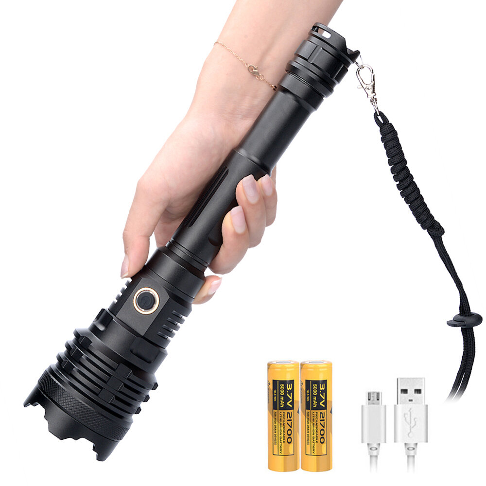 

XANES® XHP160.2 3800LM Zoomable 16-core LED Strong Flashlight Kit with 2x 21700 Battery&Charger USB Rechargeable Focus A