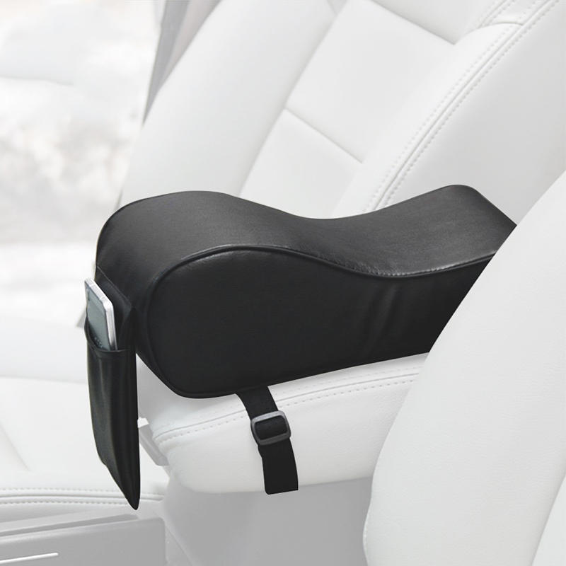 Universal Car Armrest Cushion/ Auto Car Armrest Center Leather Cushion Mat Black