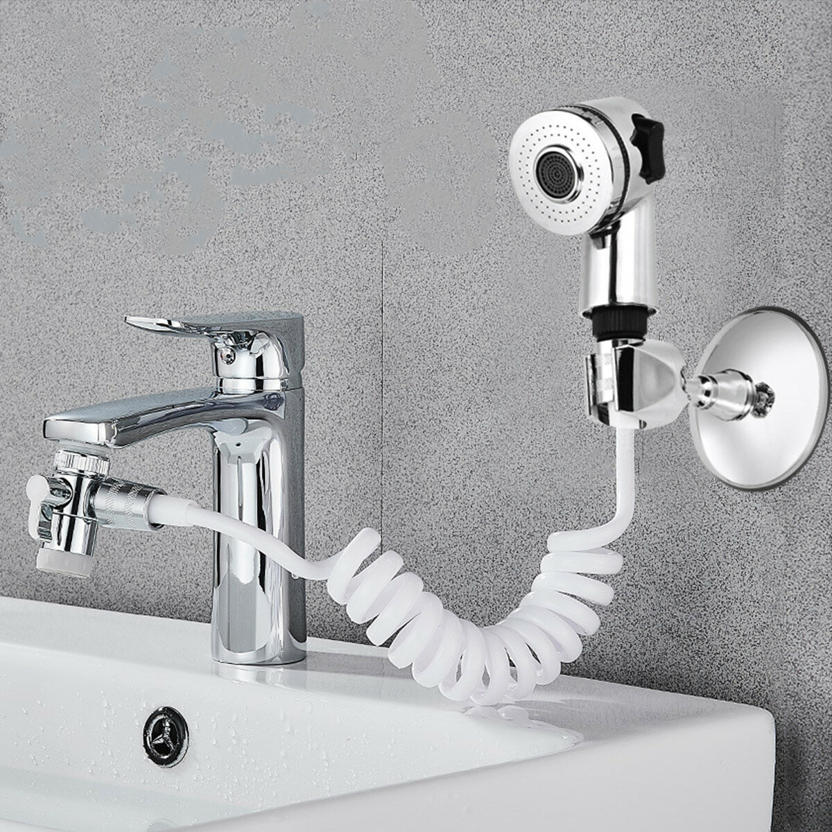 Badrum Tvätt Handfat Vattenkran Externt Duschhuvud Flexibelt Hårtvätt