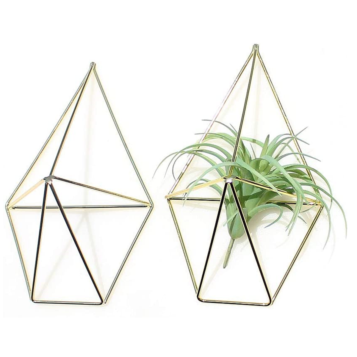 2 Pcs Wall Mounted Geometric Flower Stand Wall Hanging Wrought Iron Plant Storage Rack Holder Home O