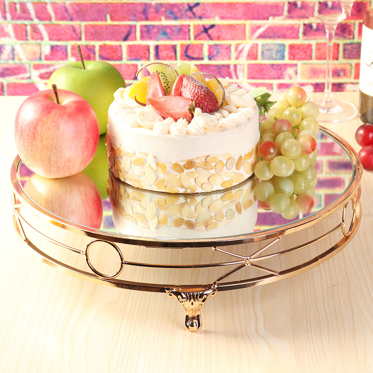 14 Gold Plated Mirror Cake Stand, Mirror Cake Stand