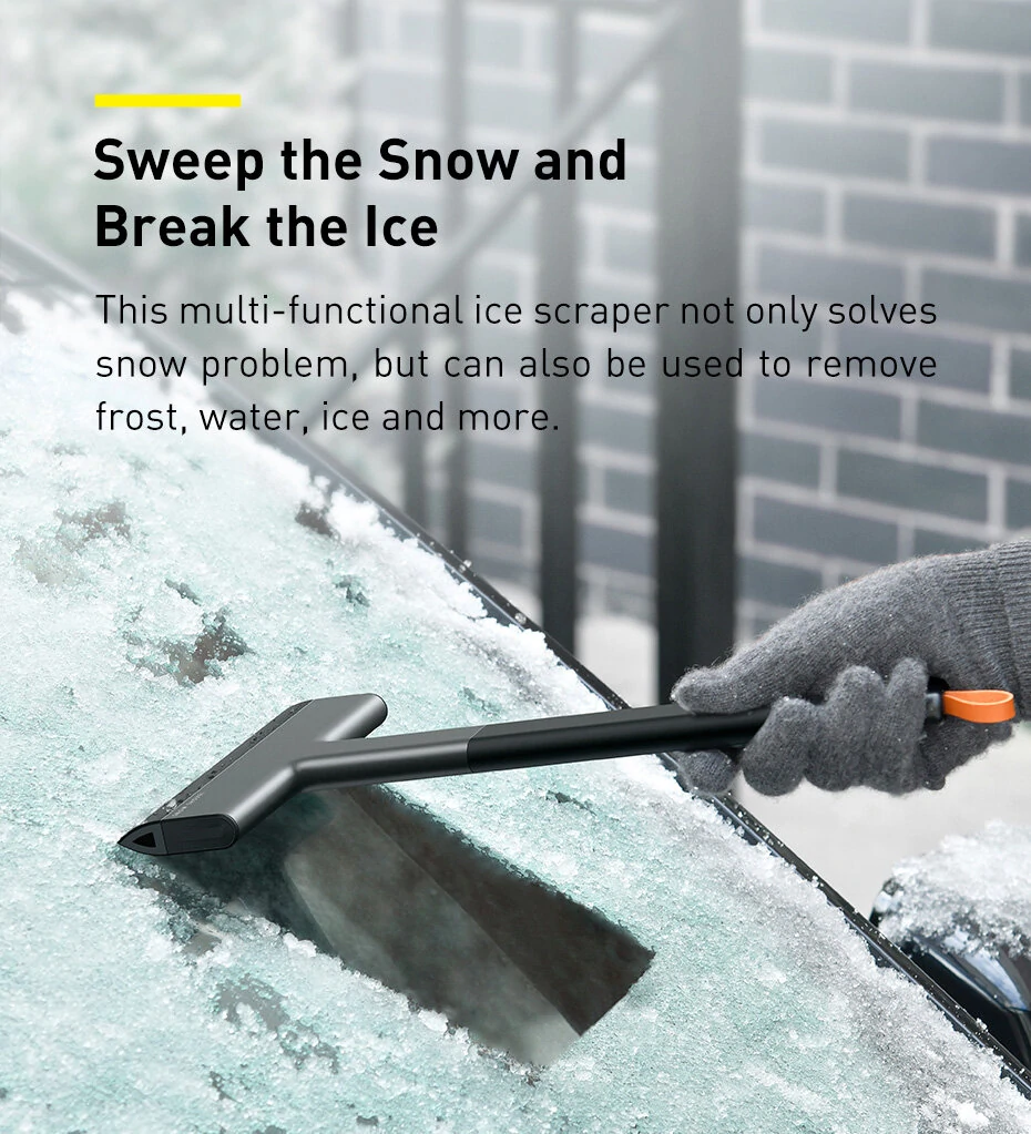 Baseus Black Retractable Vehicle Snow Shovel Defrost Glass Snow Scraper