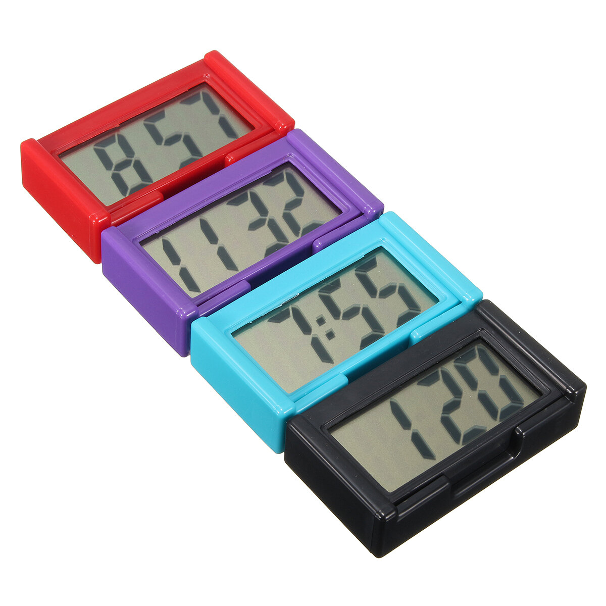 Mini LCD Automotive Digital Car Clock Self-Adhesive Stick Time Portable Oversize 