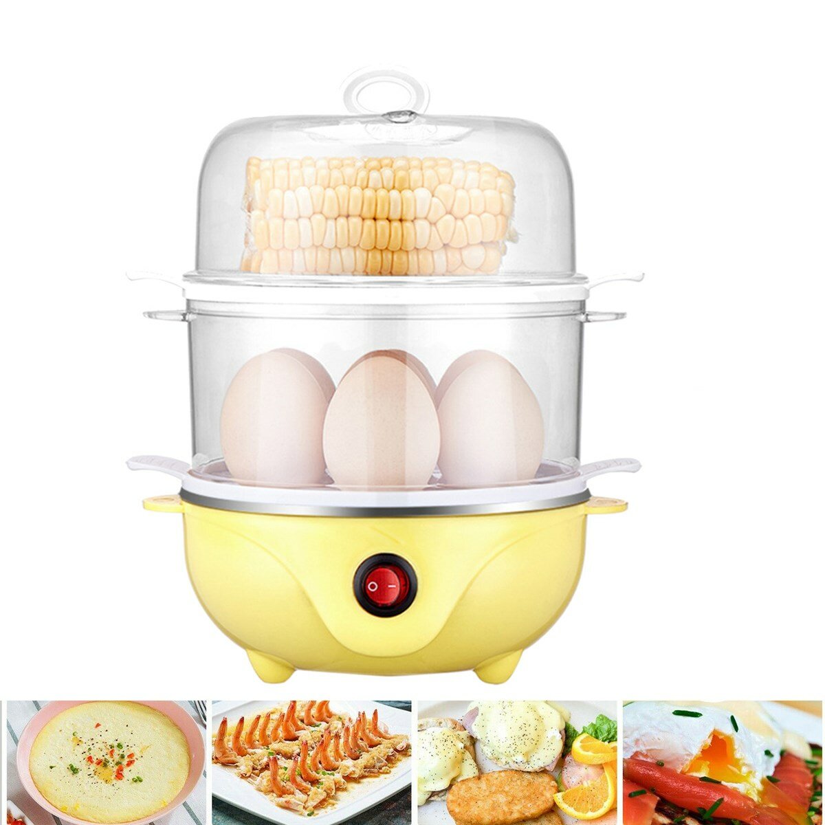 

Portable Egg Steamer Kitchenware Double Layer Electric Egg Cooker Boiler Heating Stainless Steel Steamer Pan Cooking Too