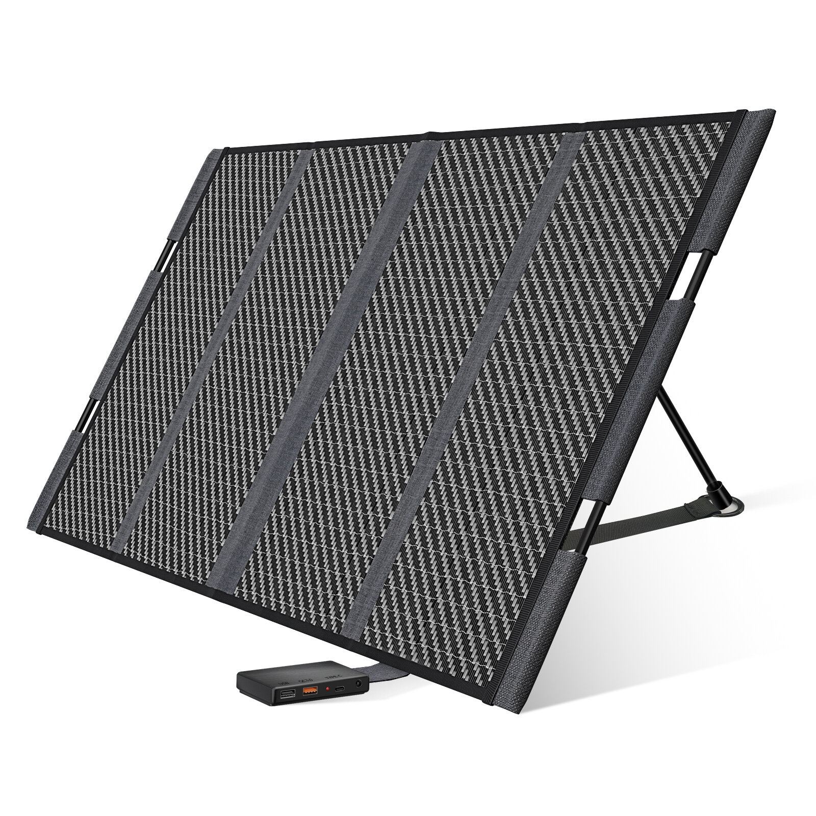 Foursun 18V 100W Portable Solar Panel for Power Station Foldable Shingle IP67 Waterproof Independent Support Rod for Solar Generator Power Bank 12V Car Battery