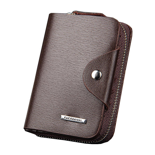 Men PU Leather Minimalist Zipper Wallet Multifunctional Multicard Card Holder