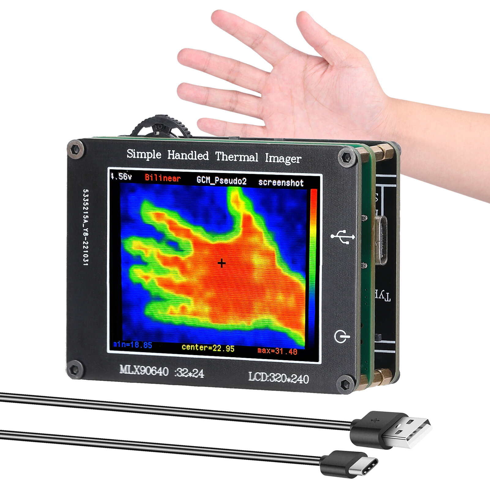 24 * 32 Pixel Infraroodsensor Eenvoudige warmtebeeldcamera 2,0 inch LCD 240 * 320 resolutie Clear De