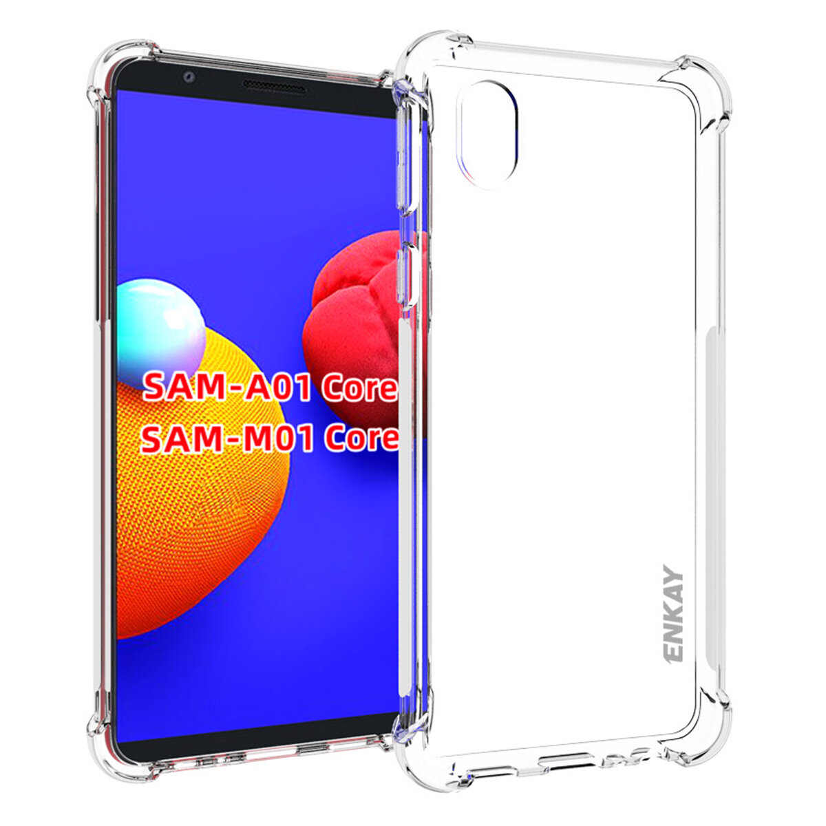 Enkay for Samsung Galaxy A01 Core / M01 Core Case with Airbags Anti-Fingerprint Non-Yellow Transparent TPU Protective Ca