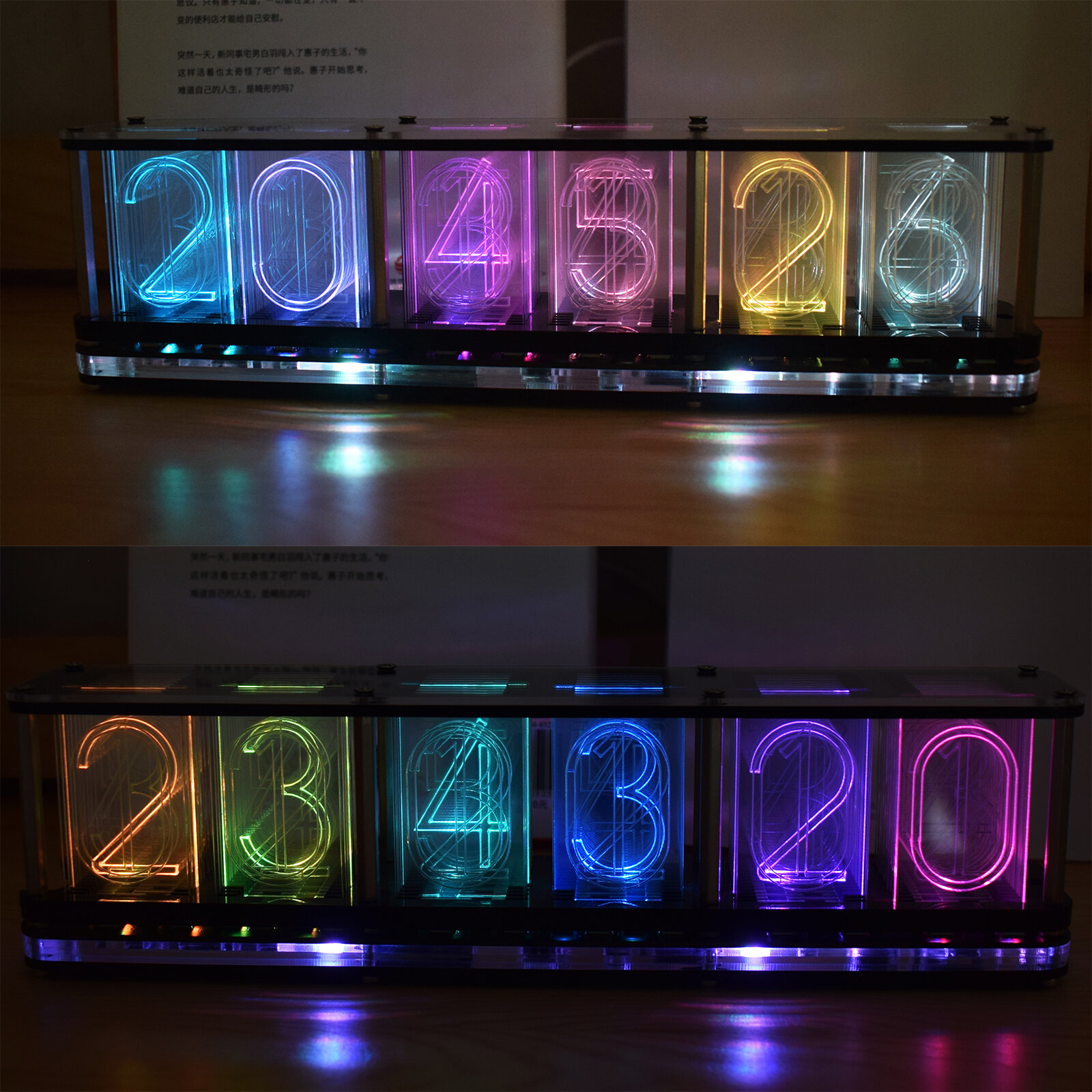 

Geekcreit® Upgrade Boldfaced Word DIY Imitate Glow Clock Kit Full Color RGB Glow Tube Clock LED Music Spectrum Kit DS323