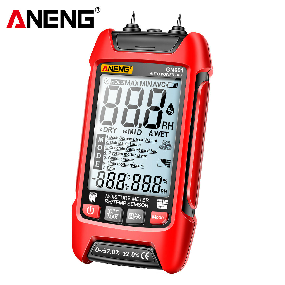 ANENG GN601 vochtmeter - nauwkeurige en snelle testen zonder batterij - hoogwaardige vochtanalyser voor hout, papier, graan en meer