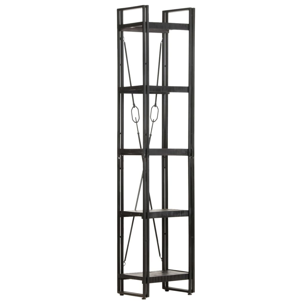 

5-Tier Bookcase Black 15.7"x11.8"x70.9" Solid Mango Wood