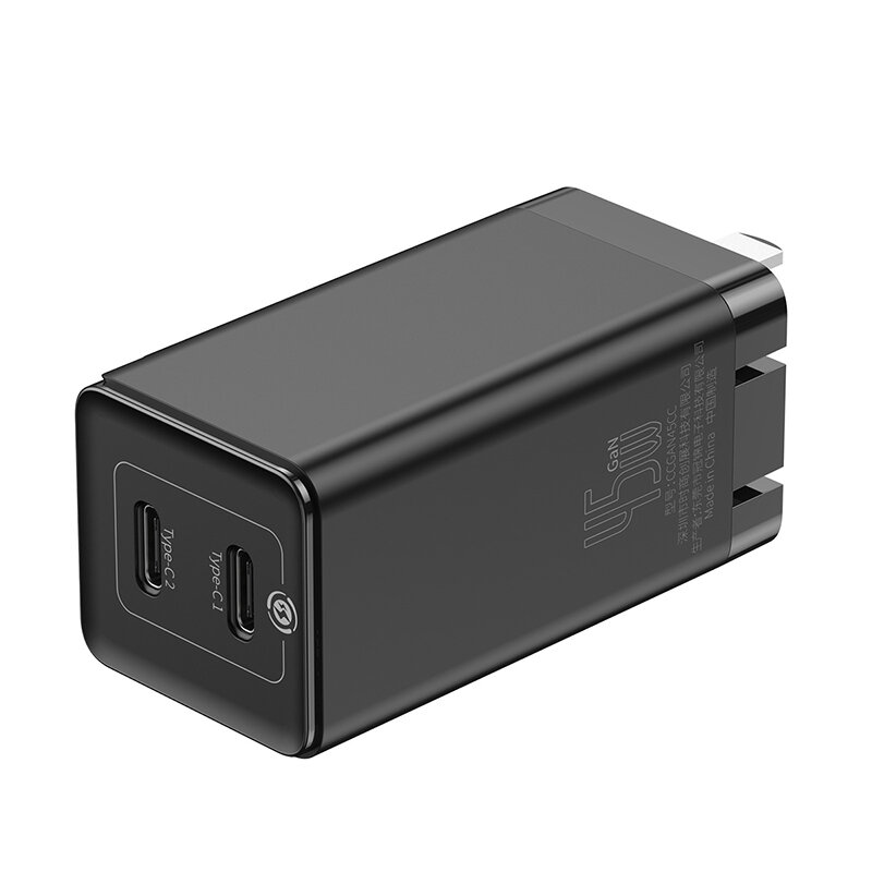 [GaN Tech] Baseus 45W USB-C壁充電器2ポートPD3.0 QC3.0 AFC SCP急速充電アダプター、折りたたみ式USプラグ+ 60W USB-C-USB-C高速充電ケーブル