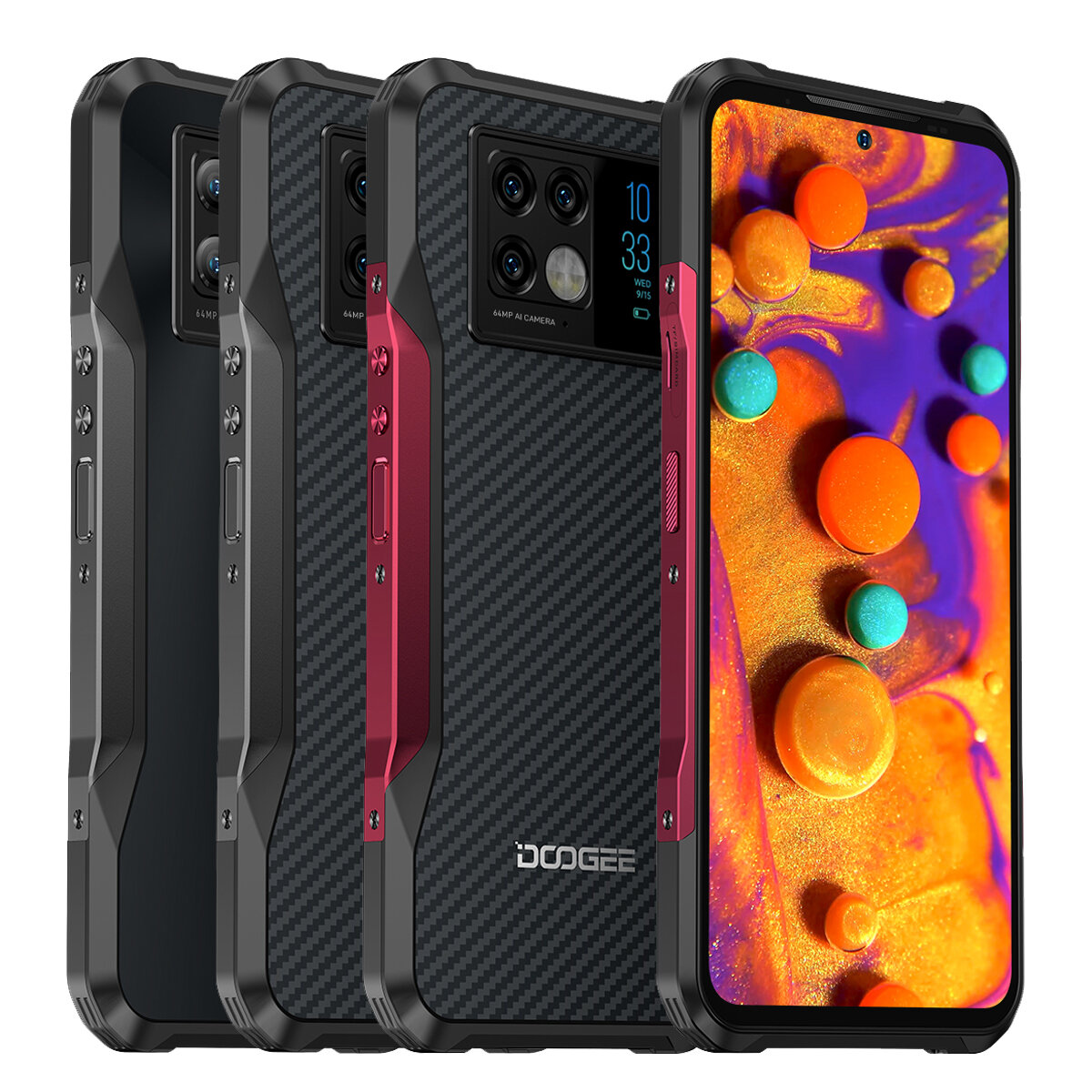 DOOGEE V20 Global Version Dual 5G IP68 IP69K 8GB 256GB Dimension 700 NFC Android 11 6000mAh 6,43 Zoll 64MP AI Triple Camera Octa Core Robustes Smartphone