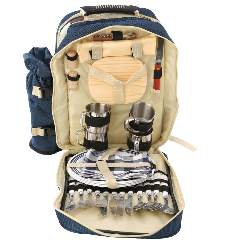 アウトドア4人のピクニックバックパックのリュックサックキャビネットバーベキュー食器セットのランチバッグ