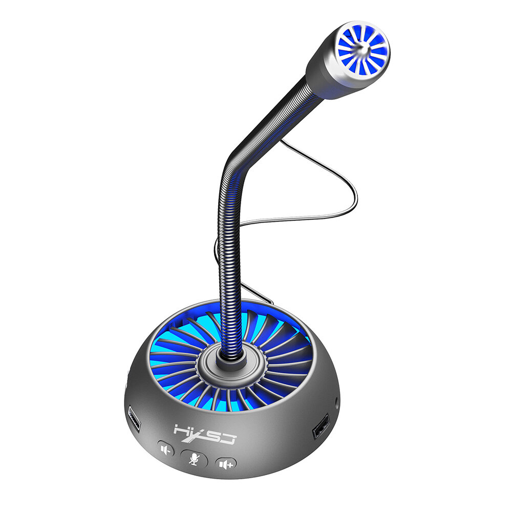 

HXSJ F15 Microphone Cool Lighting Design USB Noise Reduction And Anti-Current Adjustable Volume 360° Pickup Hi-Fi Microp