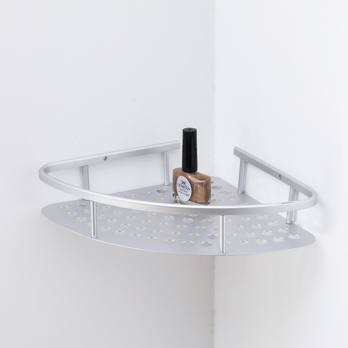 

Corner Frame Adsorption Shower Rack Single Layer Tripod Strong Bearing Capacity Waterproof Wall Shelf