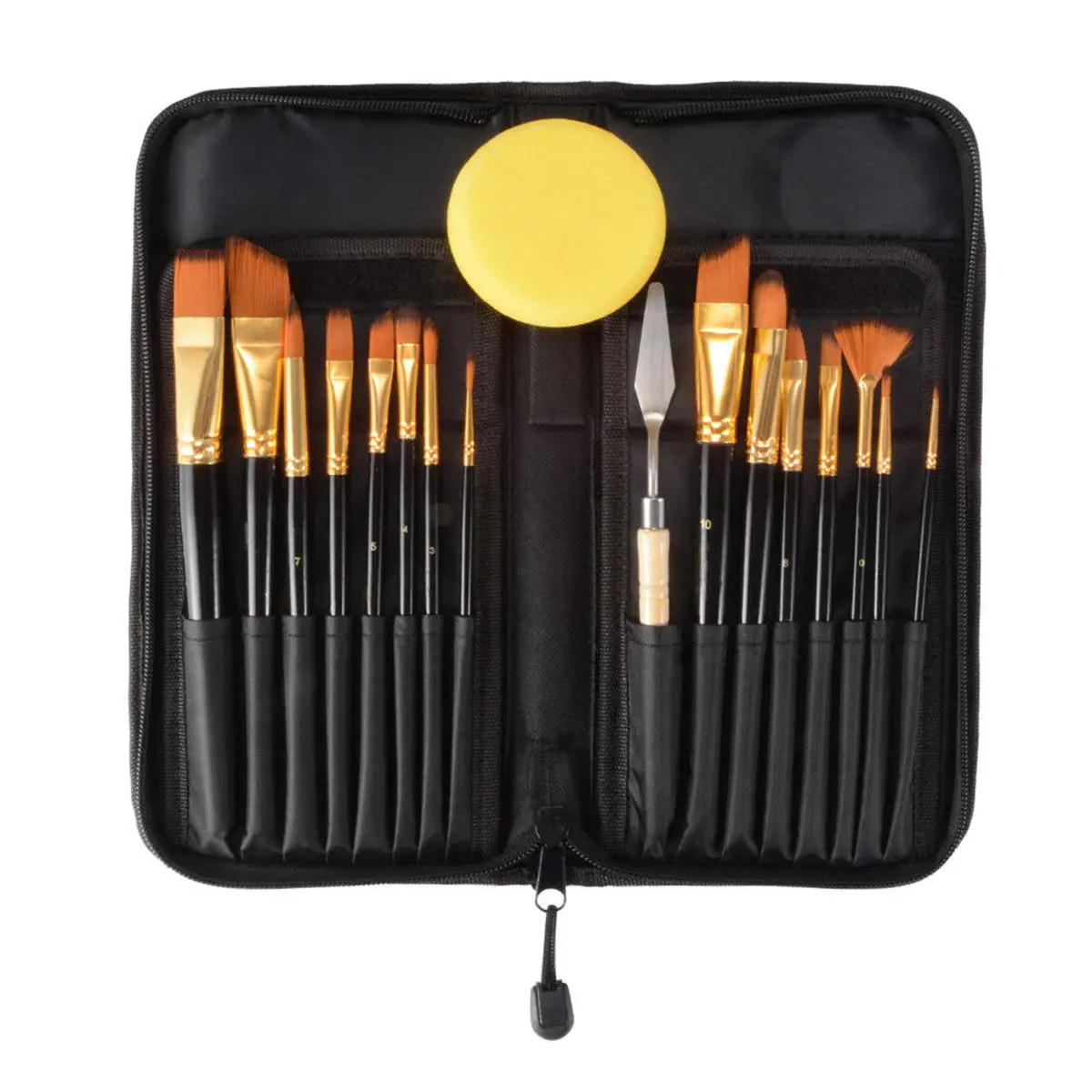 15pcs nylon hair artist paint brushes palette sponge set with storage case watercolor paint acrylic oil painting art supplies