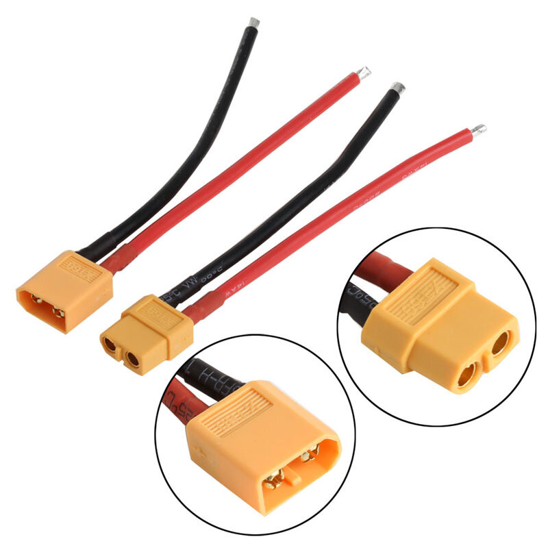 1 Pair XT60 Battery Male And Female Connector Bullet Plug with Silicon 14 AWG Wire And Cable for RC 
