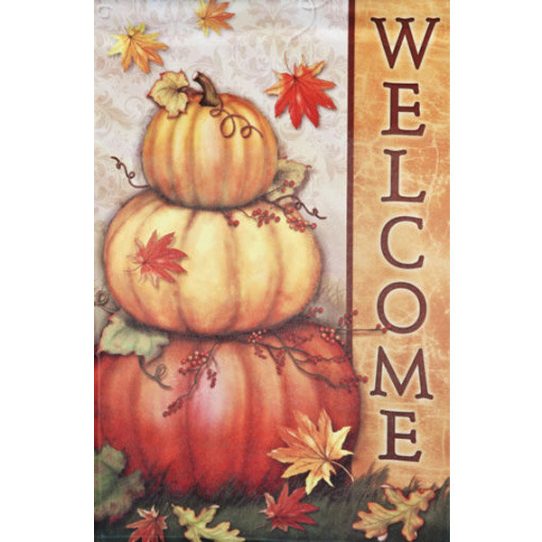 30x45cm halloween polyester pumpkin leaves welcome flag garden holiday ...