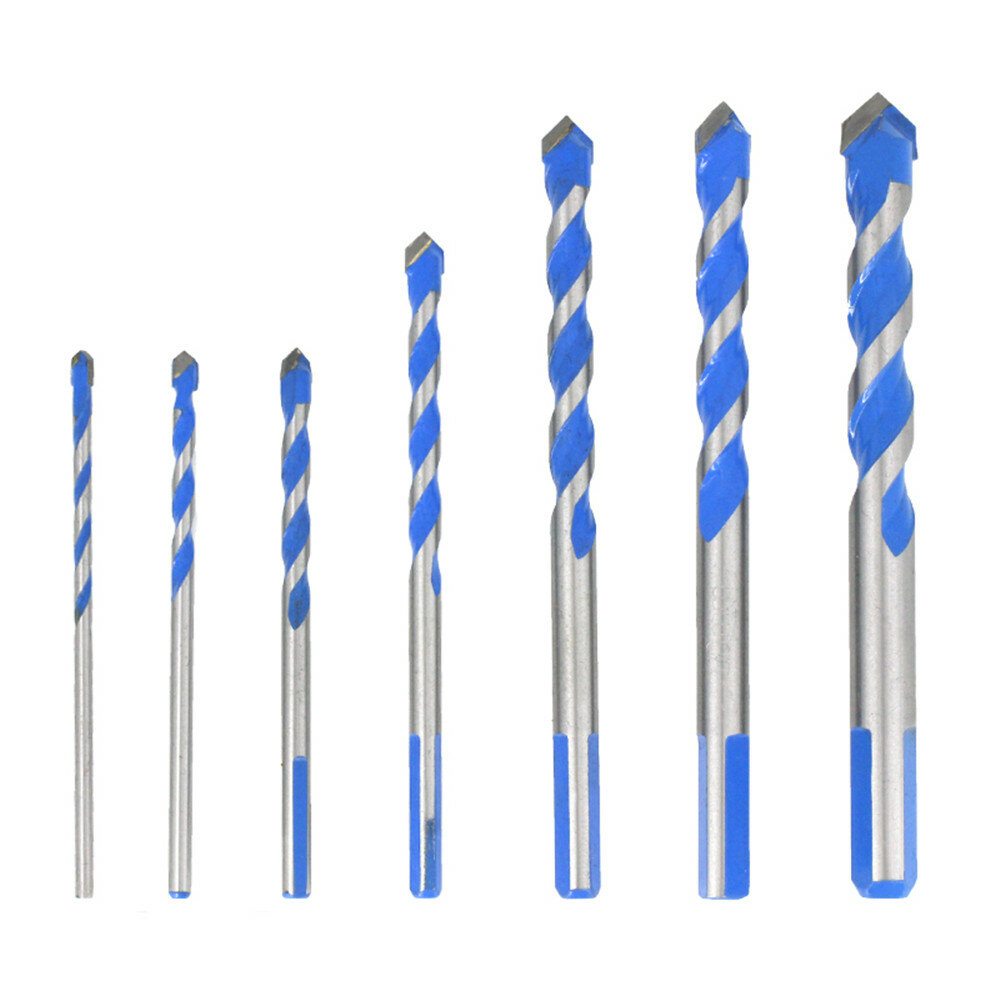 Drillpro 10Pcs 3/4/5/6/8/10/12mm Multi-functional Glass Drill Bit Tungsten Carbide Tip Triangle Drill Bits for Ceramic T