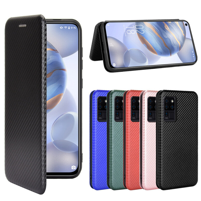 

Bakeey for Oukitel C21 Case Carbon Fiber Pattern Flip with Card Slot Stand PU Leather Shockproof Full Body Protective Ca