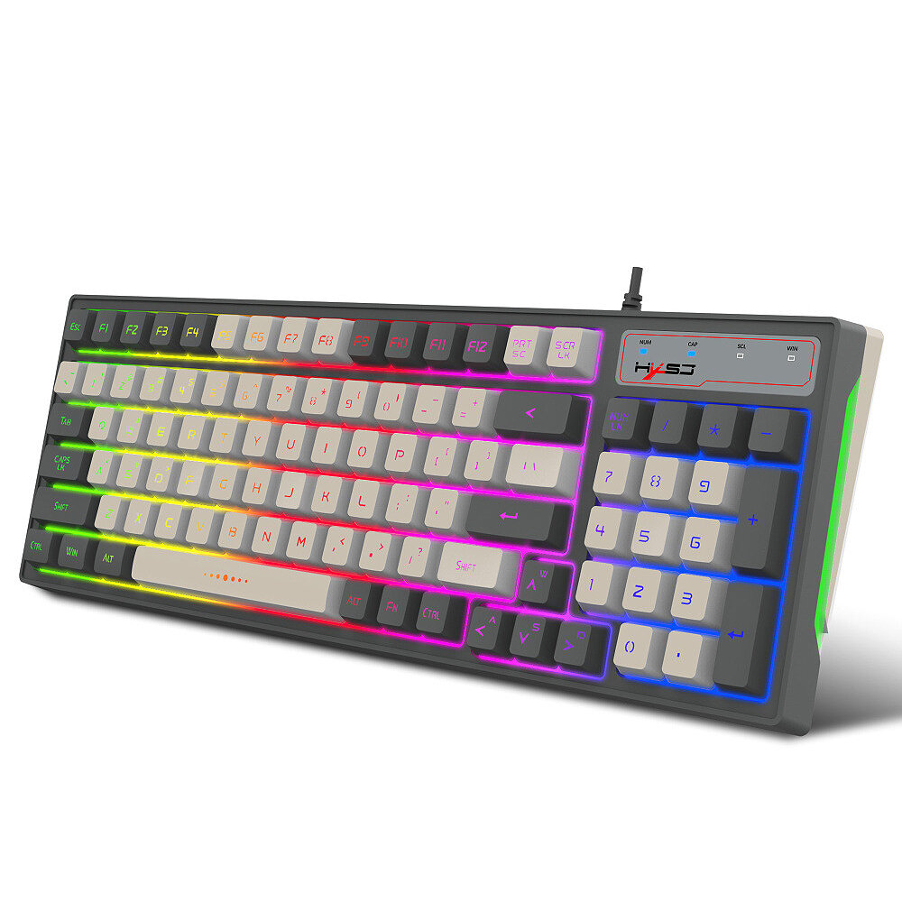 

V6000 Wired Keyboard 96 Keys Type-C to USB RGB Backlight Ergonomic Keyboard for Home Office