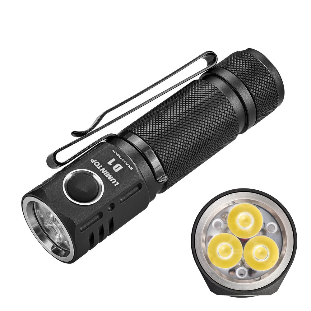 Lumintop D1 Triple LED 2000LM 180M TIR Lens Long Range EDC Flashlight Waterproof 18650 Compact Mini Torch Porcket Light