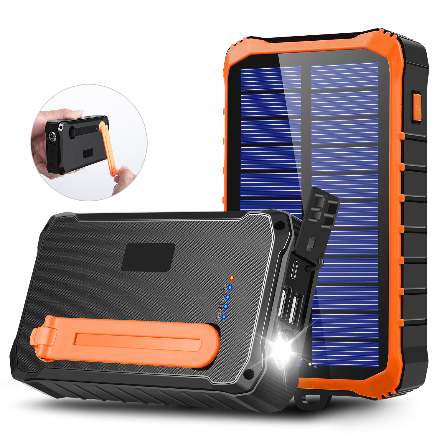 Bakeey WTKD-083 12000mAh Hand Crank Emergency Solar Power Phone Charger Power Bank for Samsung Galaxy S21 Note S20 ultra