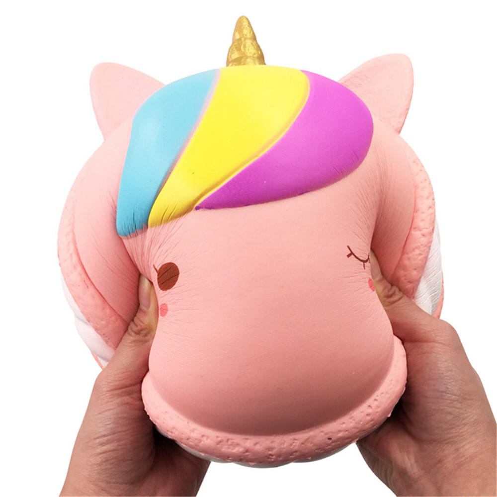 

9.8 дюймов Squishy Macaron Unicorn Jumbo 25см Медленно растущая игрушка Soft Коллекция подарков на торт с животными