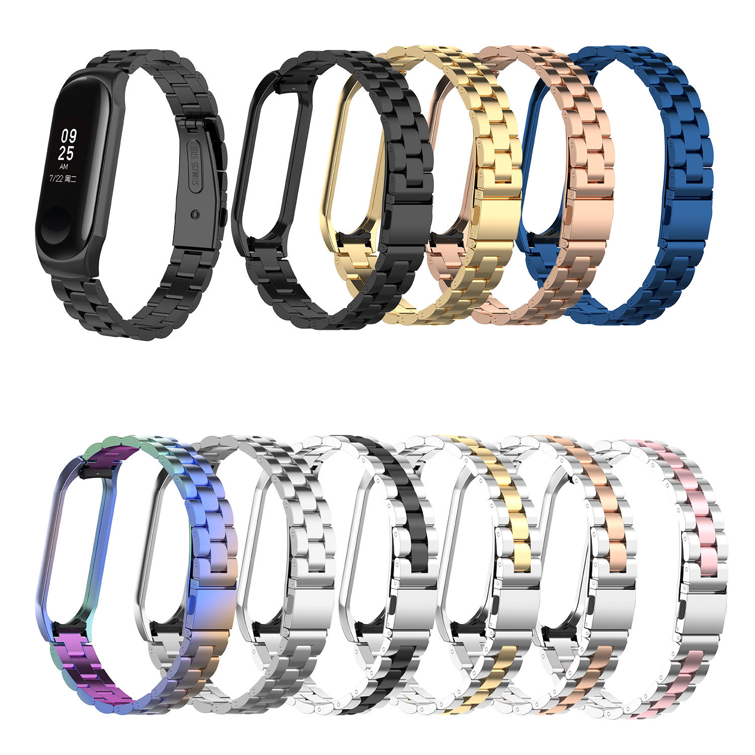 Bakeey Colorful Roestvrij stalen horlogeband vervangende horlogeband voor Xiaomi mi band 3/4 niet-or