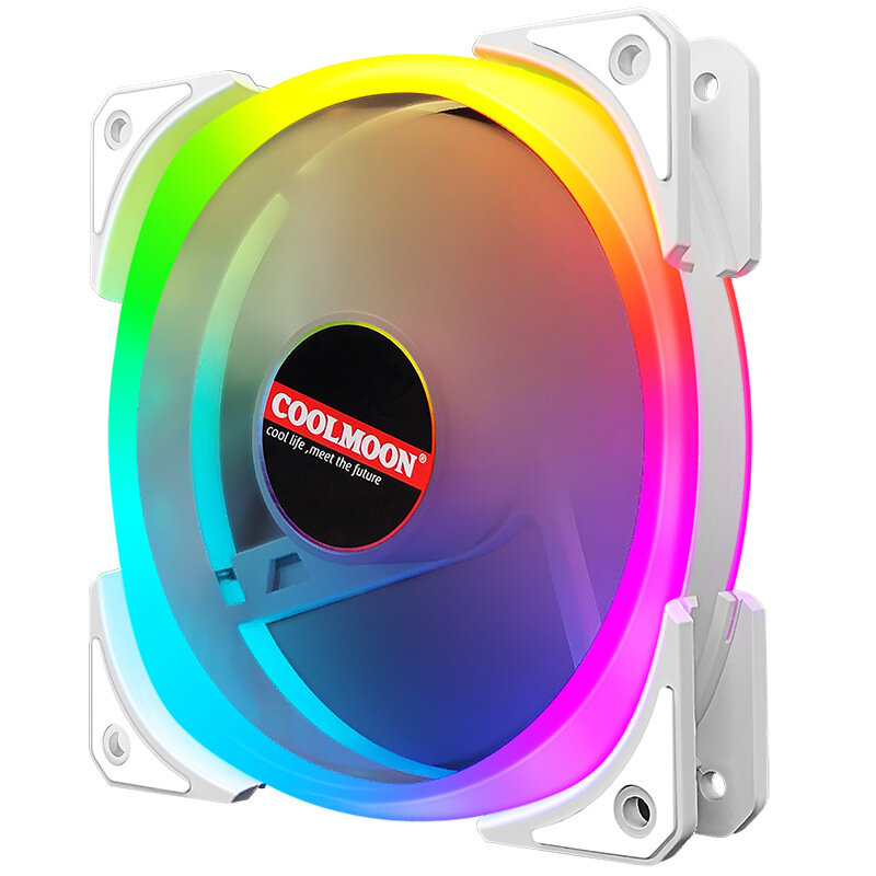 

COOLMOON 120mm RGB Case Cooling Fan 5V 3Pin ARGB Lighting Quiet Desktop PC Case Radiator Heatsink Cooler
