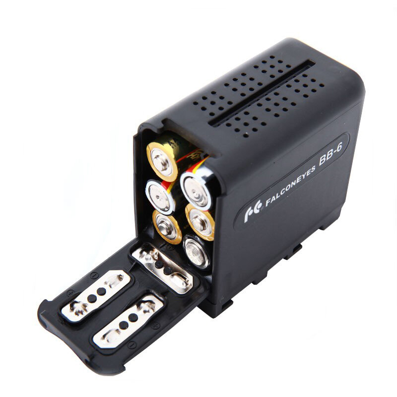 

Falconeyes BB-6 6xAA Battery Pack to NP-F970/NP-F550 Adapter Converter Case for Yongnuo Video Light