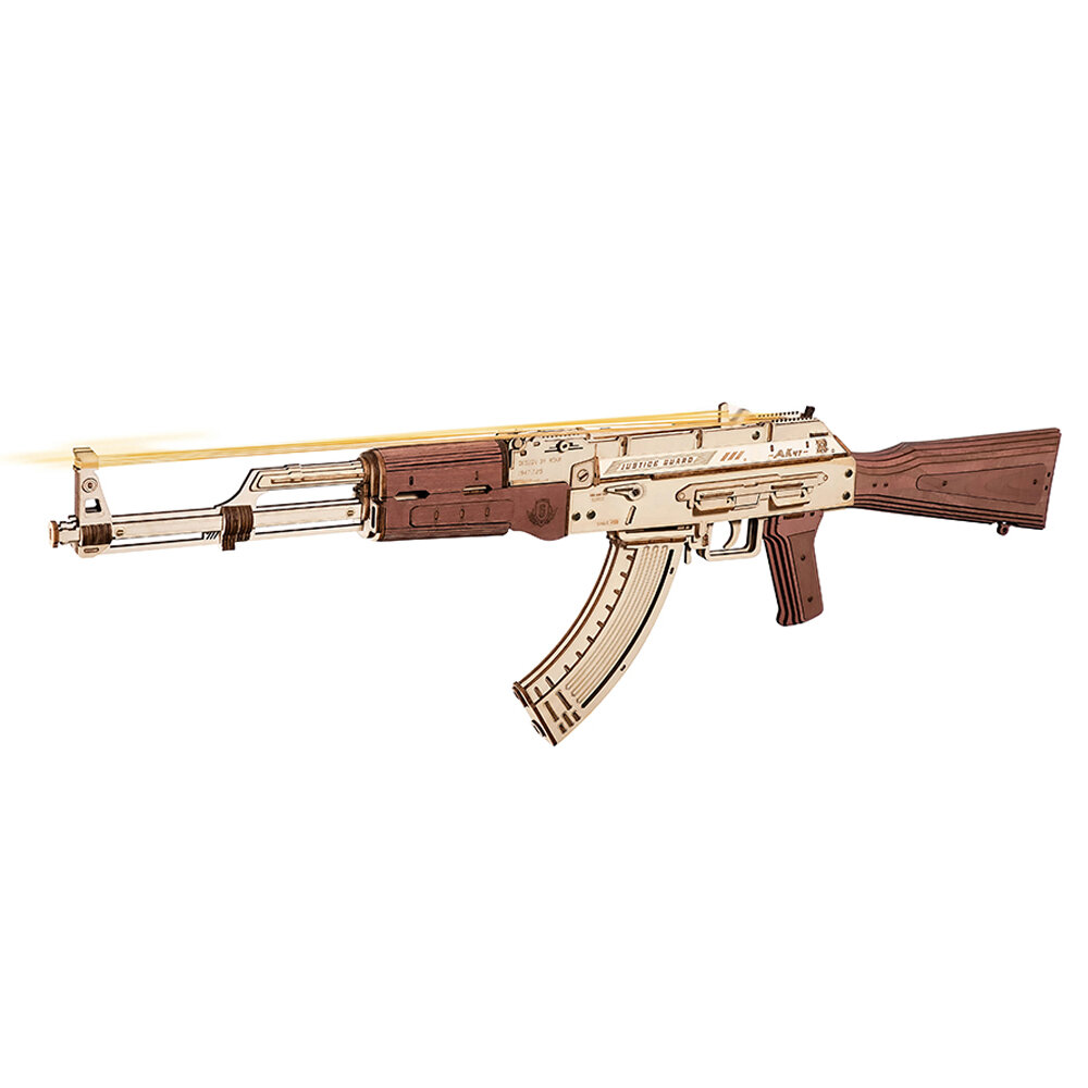 

US/EU Direct Robotime for Rokr Automatic Musket AK47 3D Wooden Funny DIY Building Block Toys for Kids Adults Justice Gua