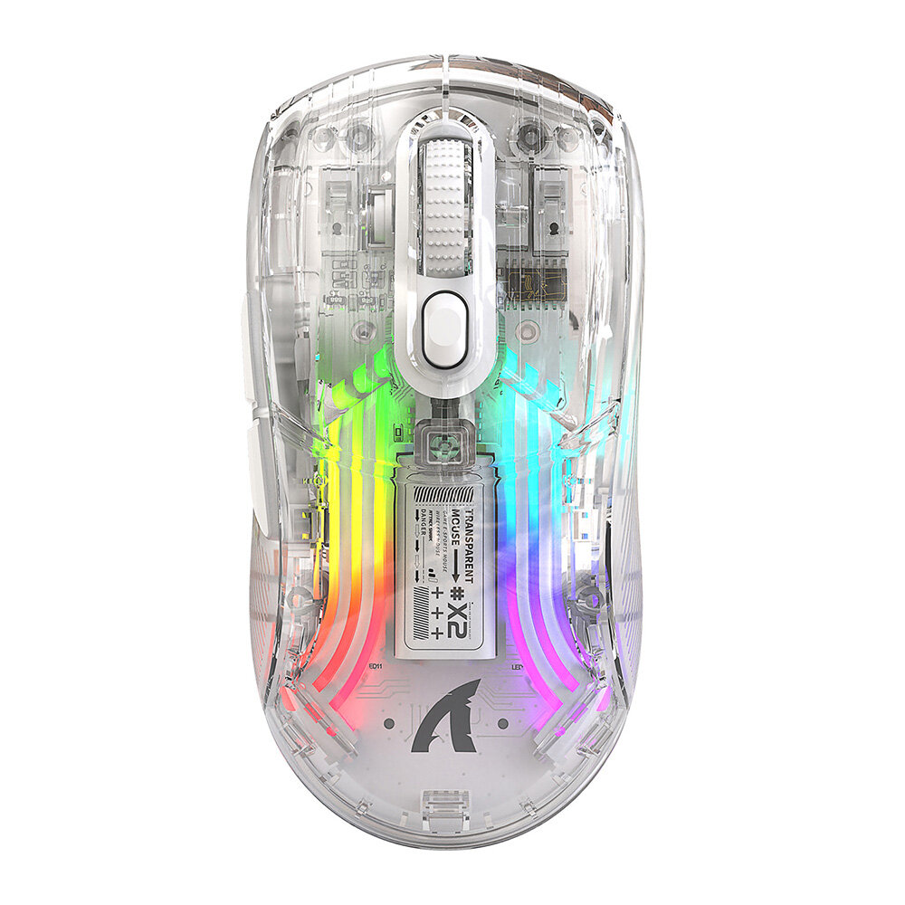 

Attack Shark X2 2.4G/bluetooth/Type-C Wired Triple Mode Transparent Mouse 800-2400DPI RGB Light Mute Mice Ergonomic Game