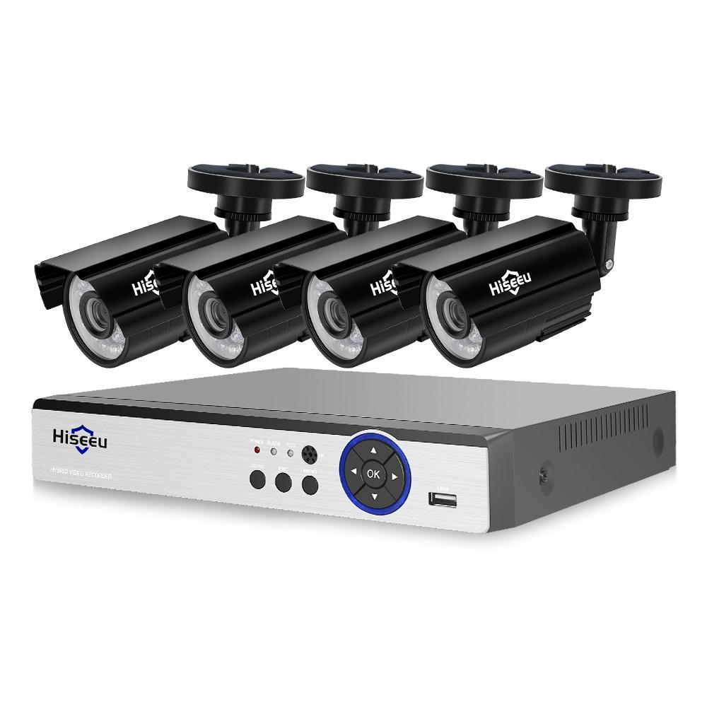 

Hiseeu 4PCS 4MP На открытом воздухе CCTV камера Система 8CH AHD Видеорегистратор Система видеонаблюдения Набор